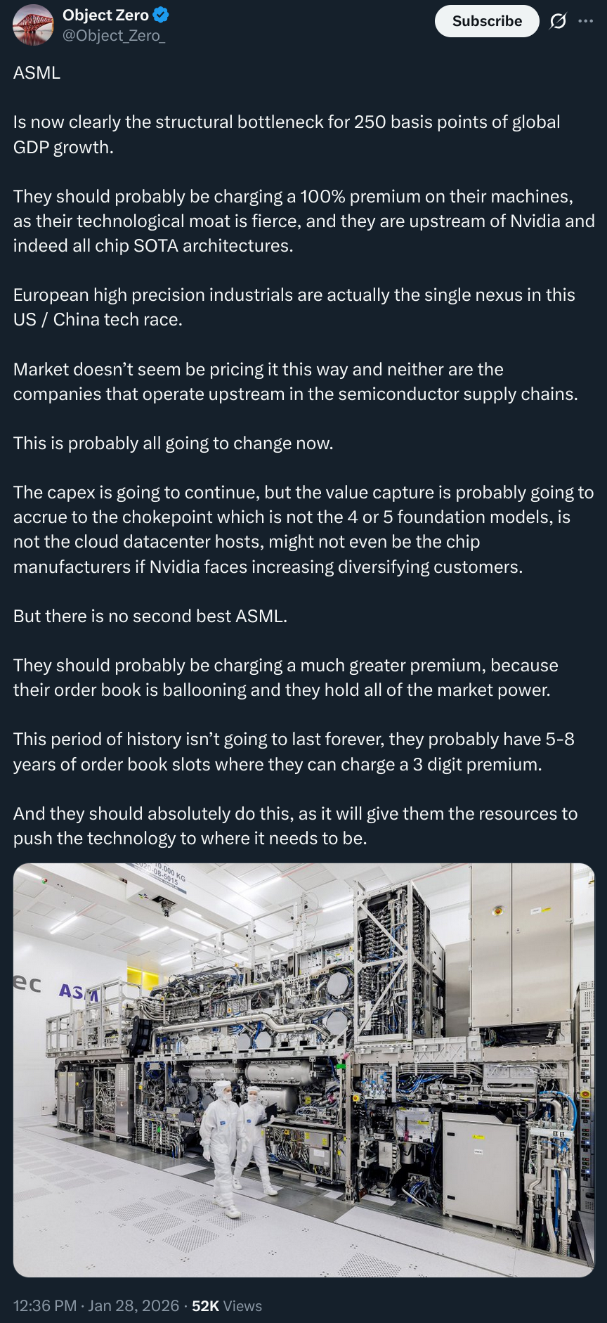 Tweet: 'They should probably be charging a 100% premium on their machines'